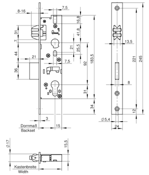 Rohrrahmenschloss mit Rollfalle Nr.1452